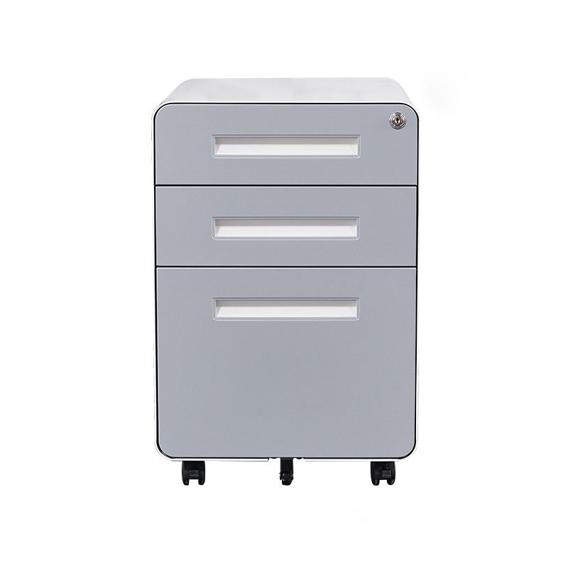 Contemporary File Cabinets Steel Frame Key Lock Mobile Filing Cabinet