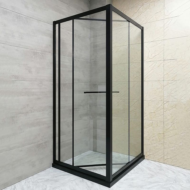 Shower Enclosure Black Hinged Corner Square Clear Shower Stall