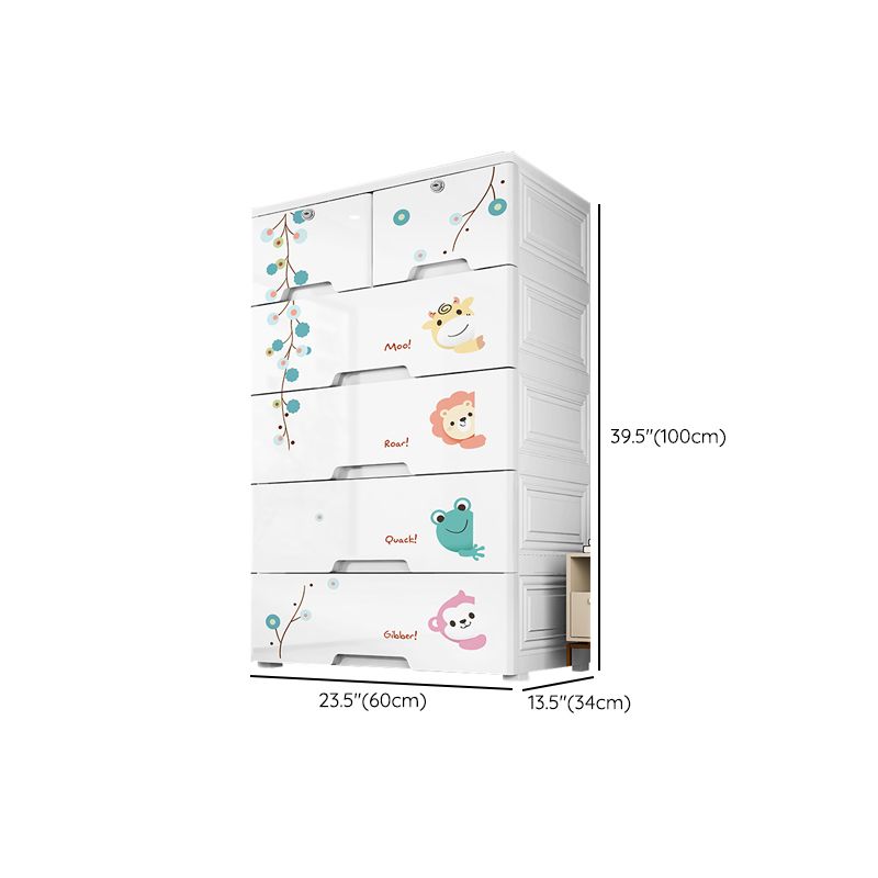 Plastic Kids Closet Modern Style Armoire Cabinet with 6 Drawers