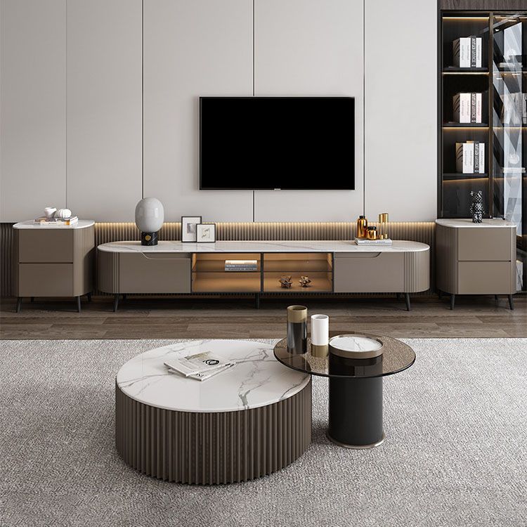 Stone TV Media Console Contemporary Media Console with 2 Drawers