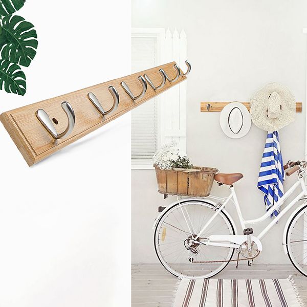 Modern Wooden Coat Hanger Wall-Mounted Hooks Hall Tree Coat Rack