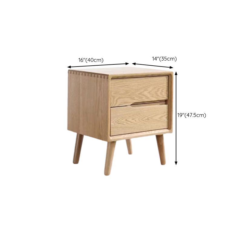 Oak Wood Kids Bedside Table Light Wood Youth Nightstand with 2 Drawer