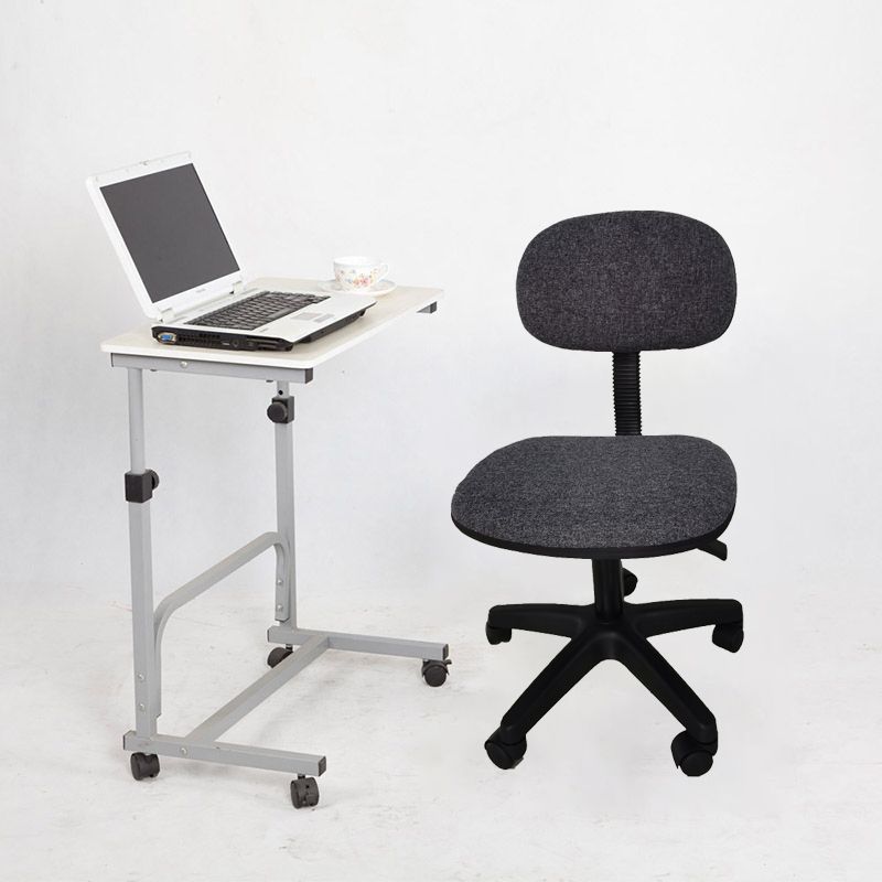 Black Armless Office Chair Lumbar Support Swivel Computer Chair