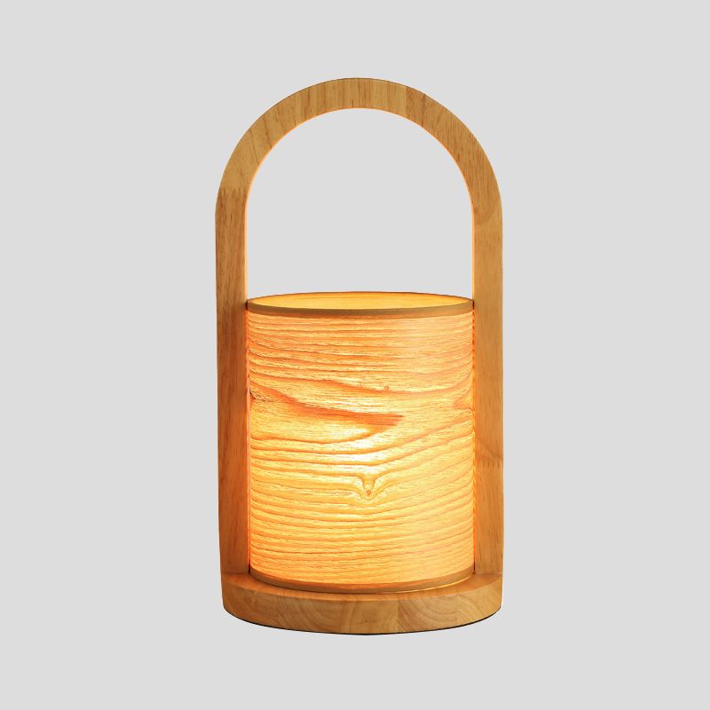 Holz ovaler Ring Nachttisch hell modernistisch 1 Kopf Nachttischlampe mit Rohrschatten