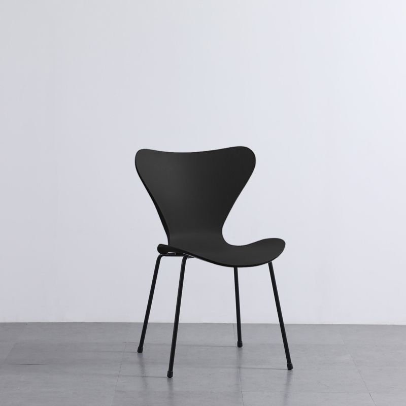 Modern Armless Side Chairs with 4 Black Finish Legs Plastic Solid Chairs for Home Use