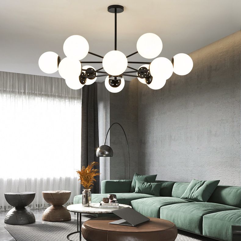 Modern Style Glass Hanging Lighting Fixture Household Chandelier for Sitting Room