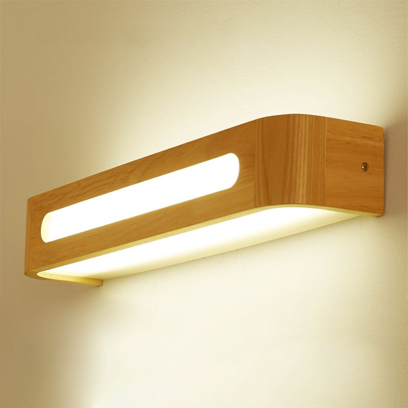 Rectangular Vanity Wall Light Fixtures Nordic Minimalist Style Wood Single Vanity Light