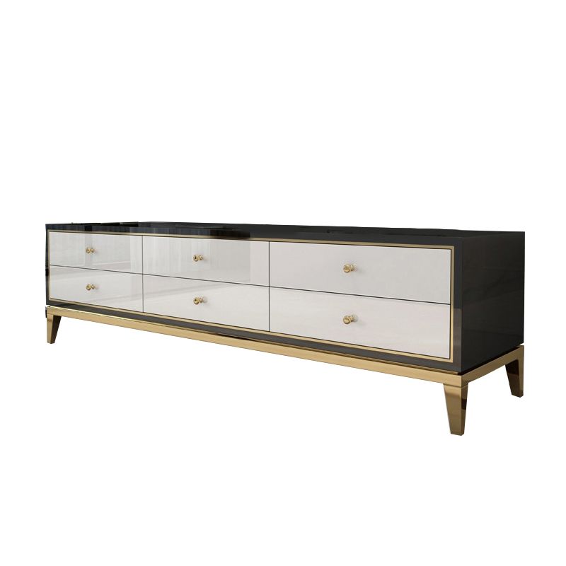 Glam Glass TV Media Console Enclosed Storage TV Stand with Drawers