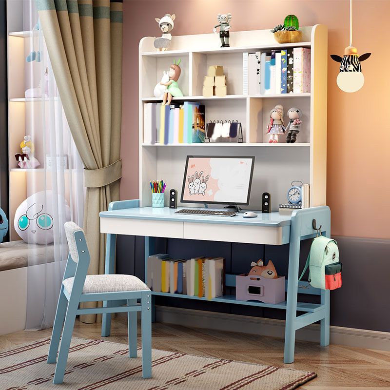 Wooden Kids Desk Writing Desk Adjustable Child Desk with Drawer