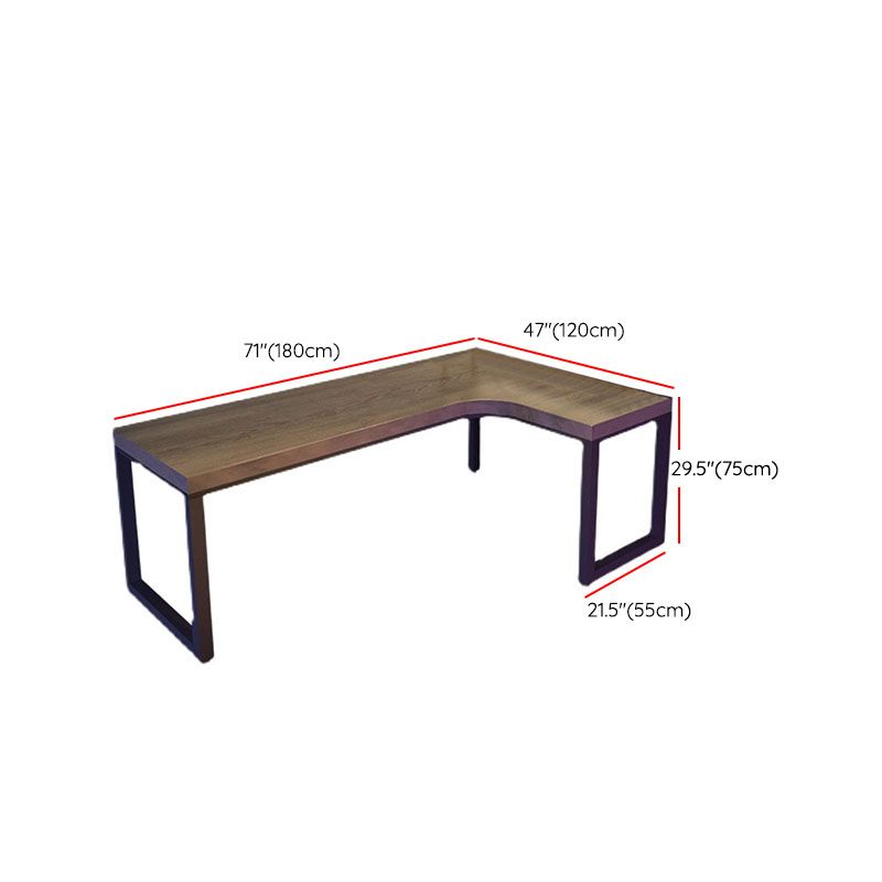 Modern Solid Wood Office Desk L-Shape Writing Desk with Shelf for Office