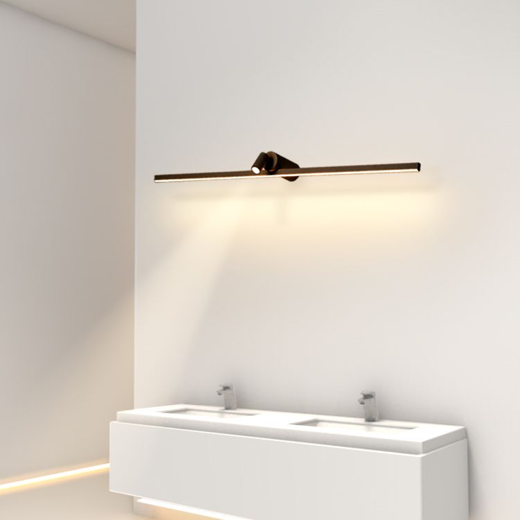 Iluminación de pared de espejo de sombra lineal estilo moderno metal 2 luces lámpara de aplastamiento