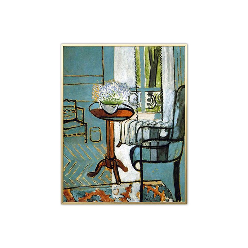 Henri Matisse Flowers Painting for Bedroom Still Life Wall Art in Green, Textured