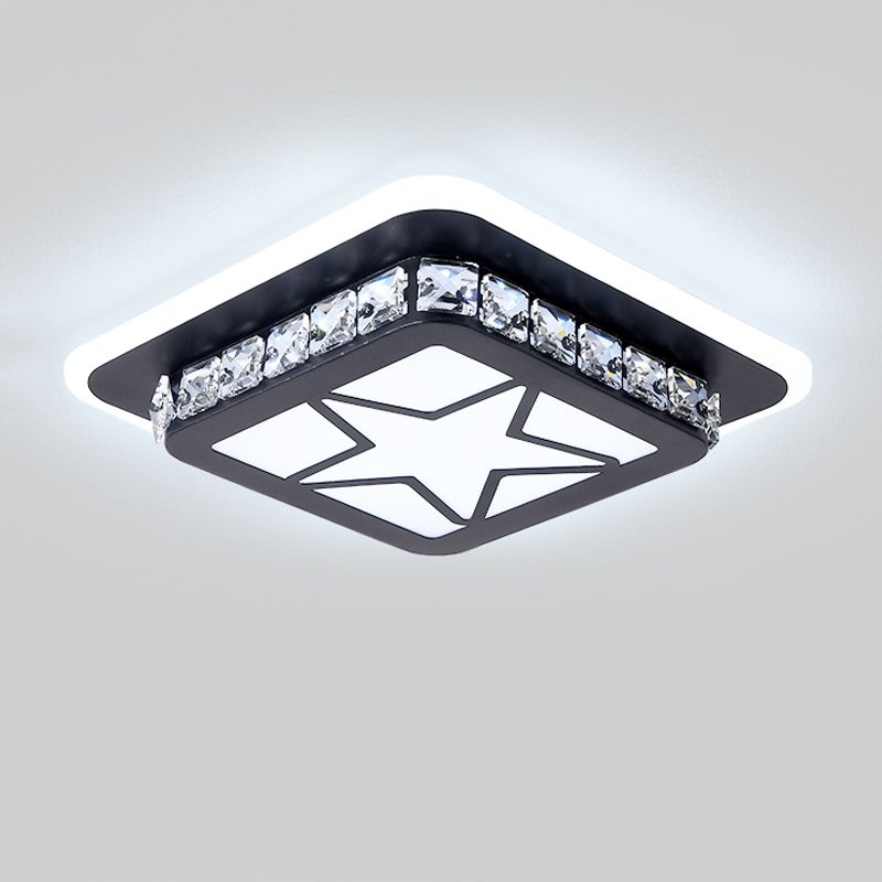 Modern Style Geometric Flush Mount Lamp Crystal 1 Light Flush Light with Hole 4'' Dia