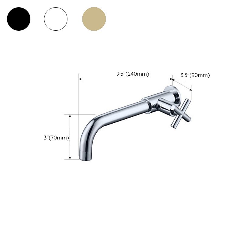 Glam Wall Mounted Bathroom Faucet Copper Single Handle Low Arc Vessel Faucet for Bathroom