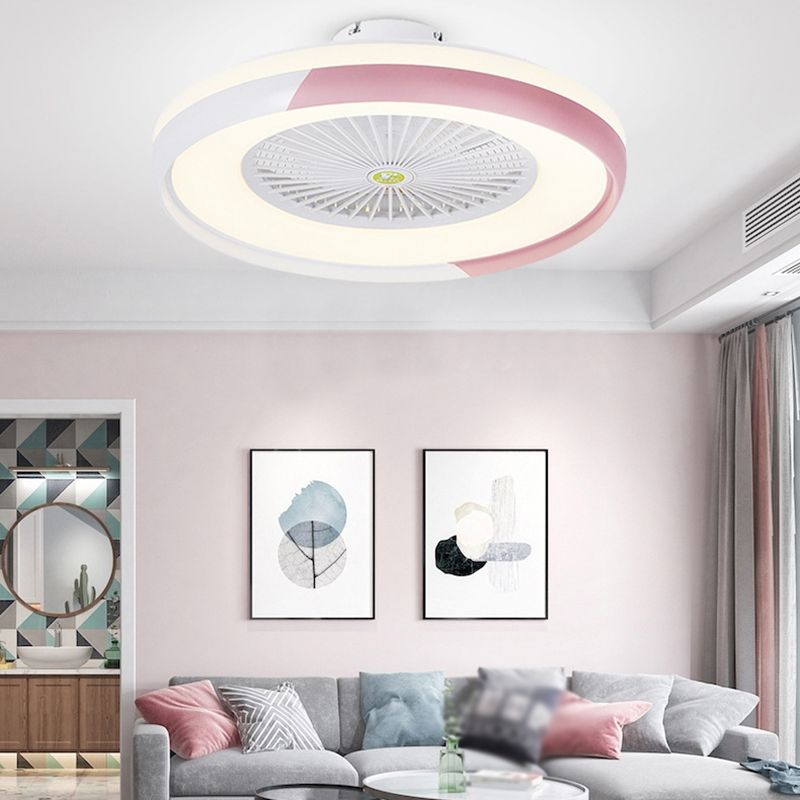 LED Round Ceiling Fan Light 23.6 Inch Modern Fan Lighting Fixture