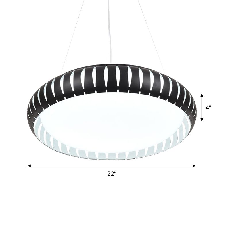 Modern Round Ceiling Pendant Light Metal LED Gold/Black/White Hanging Lamp in Warm/White/Natural Light, 18"/22" Wide