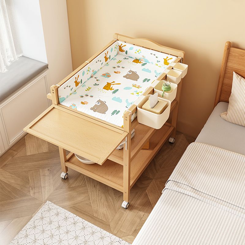 Modern Wooden Baby Changing Table Safety Rails Changing Table With Wheels