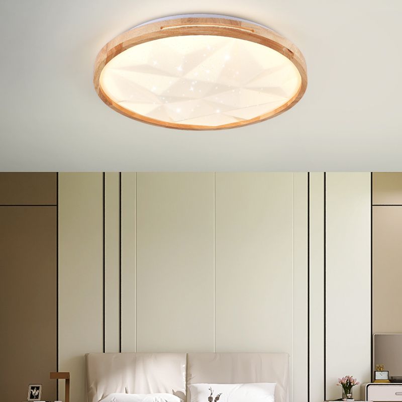 Modern Wooden Flush Mount Lamp Acrylic Shade Led Flush Mount for Bedroom