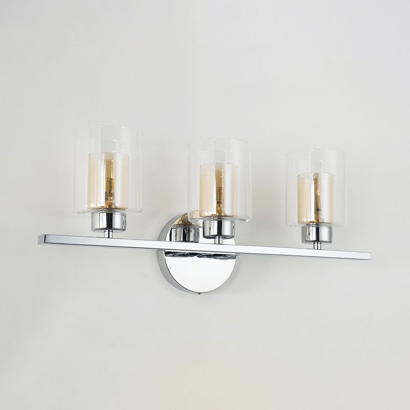 Modern Mirror Front Light 3 Lights Vanity Light with Glass Shade for Bathroom