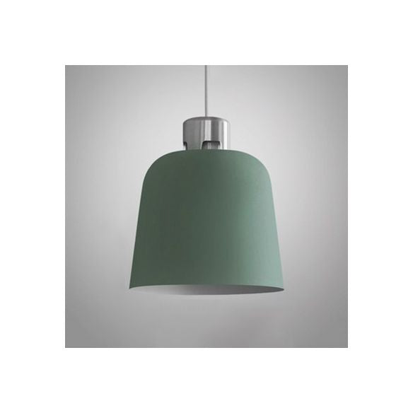 Metal Bucket Shade Hanging Light Single Light Nordic Pendant Lighting in Blue/Green/Pink for Restaurant Dining Room