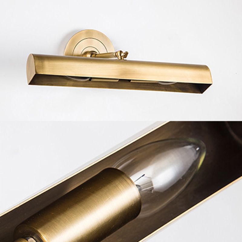 2-Lights Brass Vanity Mirror Light 16" Wide Metal Shade Rectangular Sconce Light for Bathroom