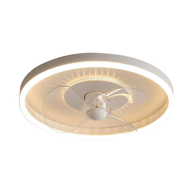 Contemporary 2-Light White Ceiling Fan Lamp LED Metallic Ceiling Fan Light