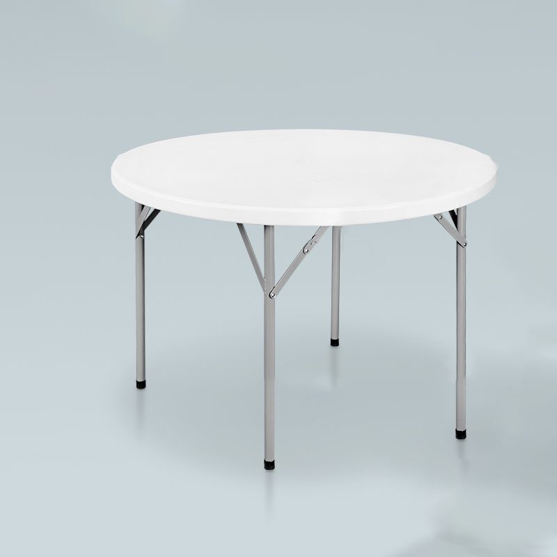 Modern Round Plastic Dining Table Foldable Steel Frame Material Table in White