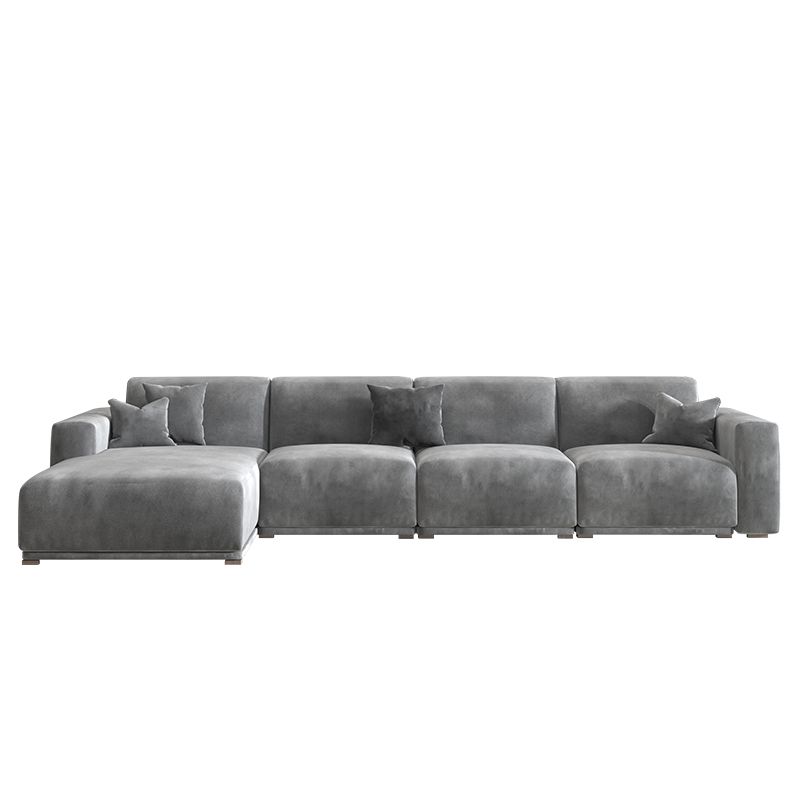 Nordic Style Sectional Cushioned Back Square Armrest Latex/down/sponge Grey Sofa