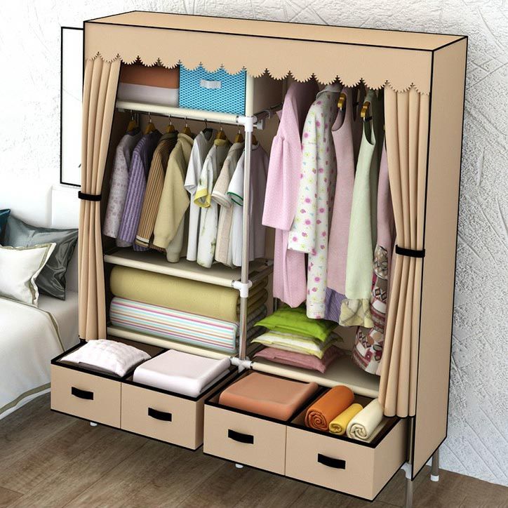 Modern Armoire Bedroom Small Wardrobe Armoire with 2 Drawers