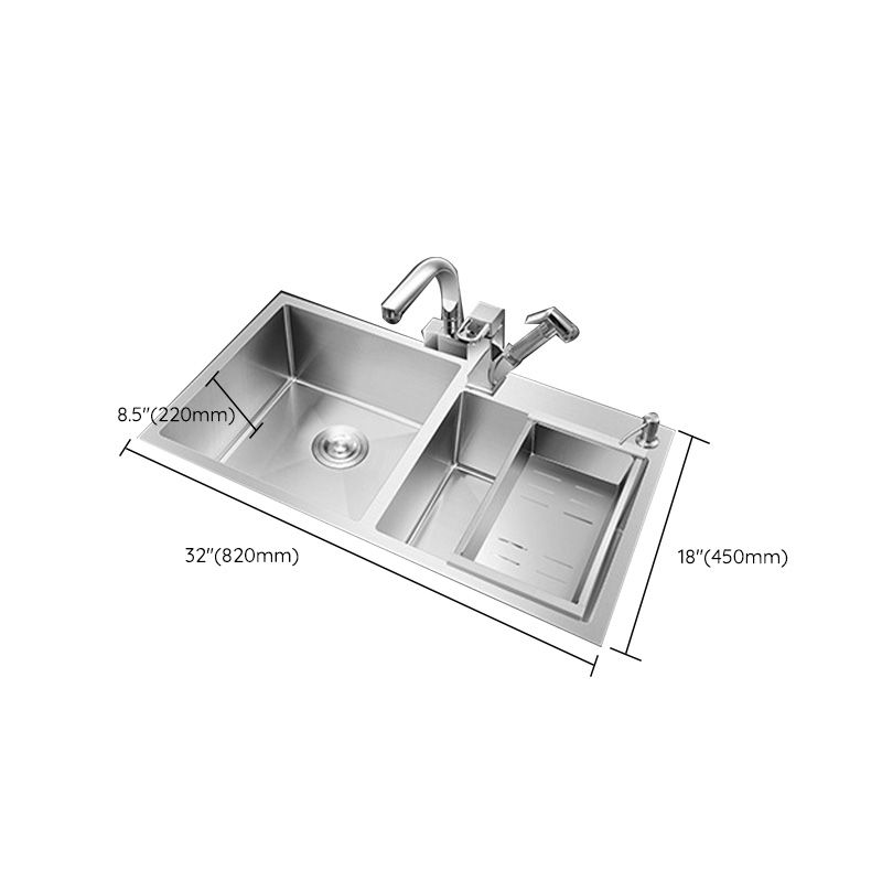 Rectangle Stainless Steel Kitchen Sink with Drain Assembly Contemporary Sink