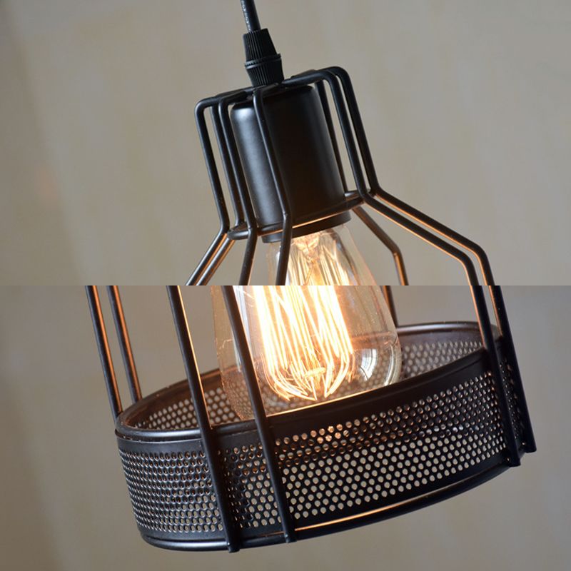 Industrial Classic Single Pendant Light Wrought Iron Hanging Lamp for Interior Spaces