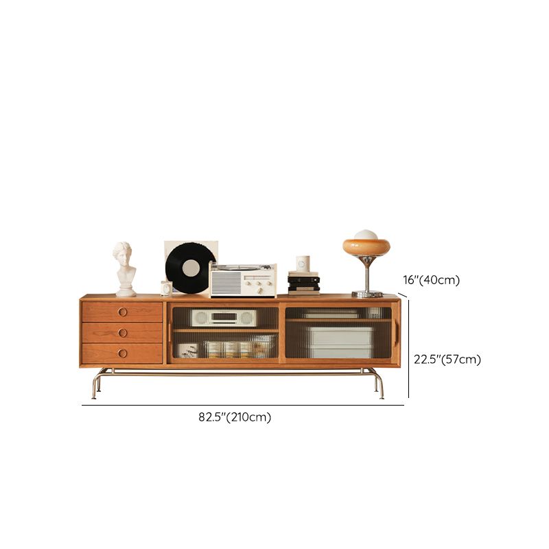 Scandinavian TV Media Console Solid Wood Media Console with Drawers