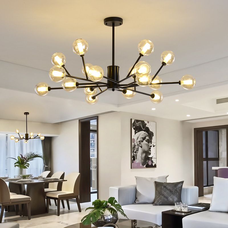 Modern Iron Geometry Hanging Lamp American Style Chandelier Light for Bedroom