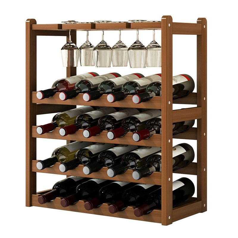 Countertop Wine Rack Solid Wood Wine Bottle Rack for Kitchen