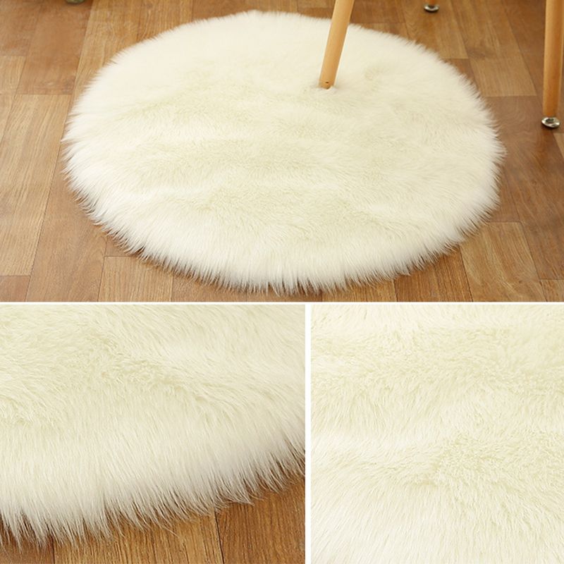 Multicolored Funky Round Rug Comfort Modern Plain Shag Carpet Polyester Stain Resistant Indoor Rug for Home Decoration