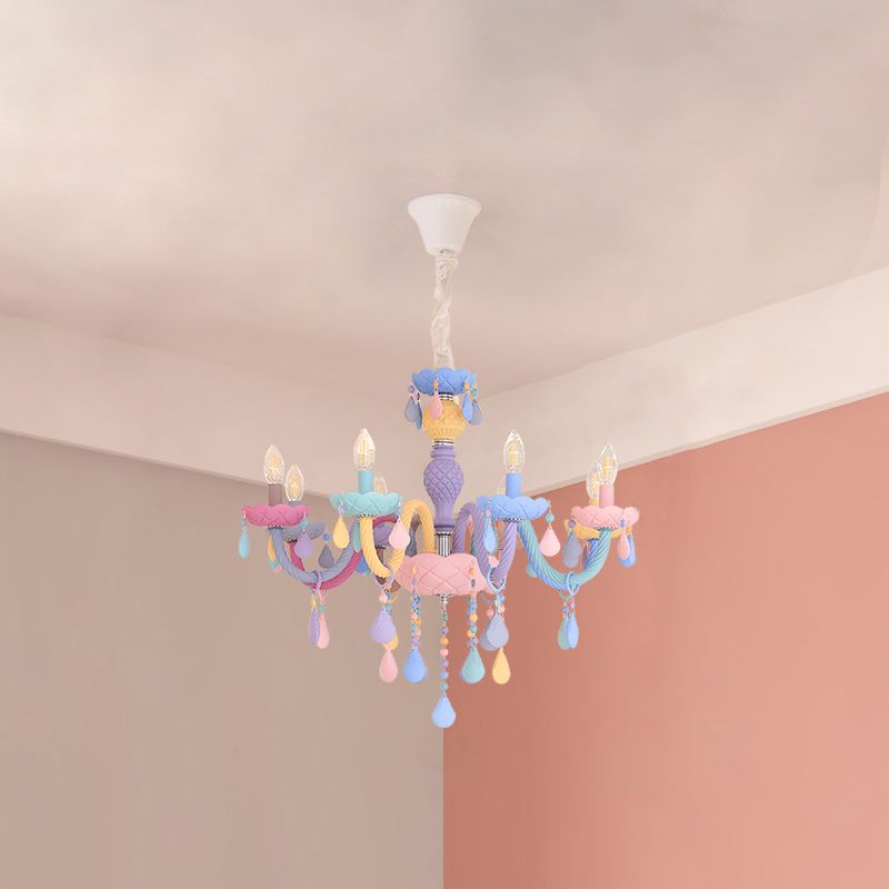 Colorful Stainless-Steel Pendant Light in Modern Creative Style Crystal Chandelier for Bedroom