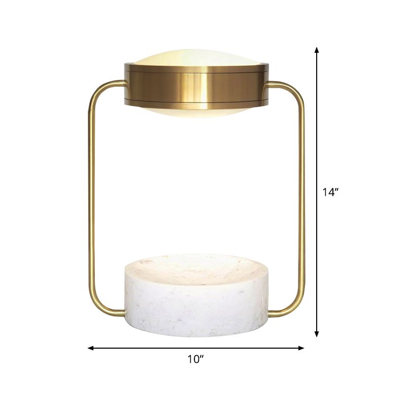 Metal Round Night Table Light Modernist 1-Bulb Gold Adjustable Nightstand Lighting for Study Room