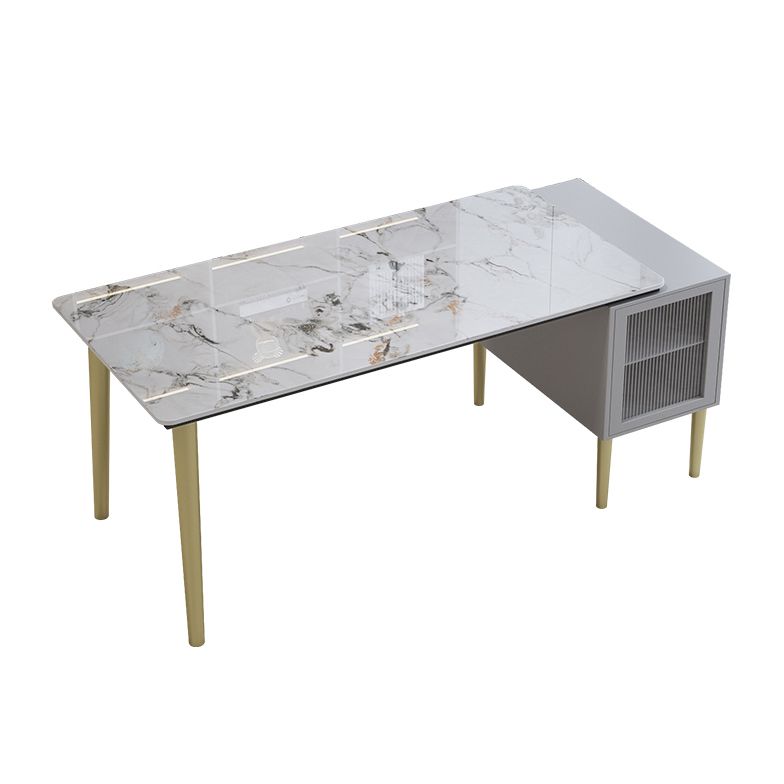 Glam Stone Office Desk Cabinet Included Writing Desk for Office