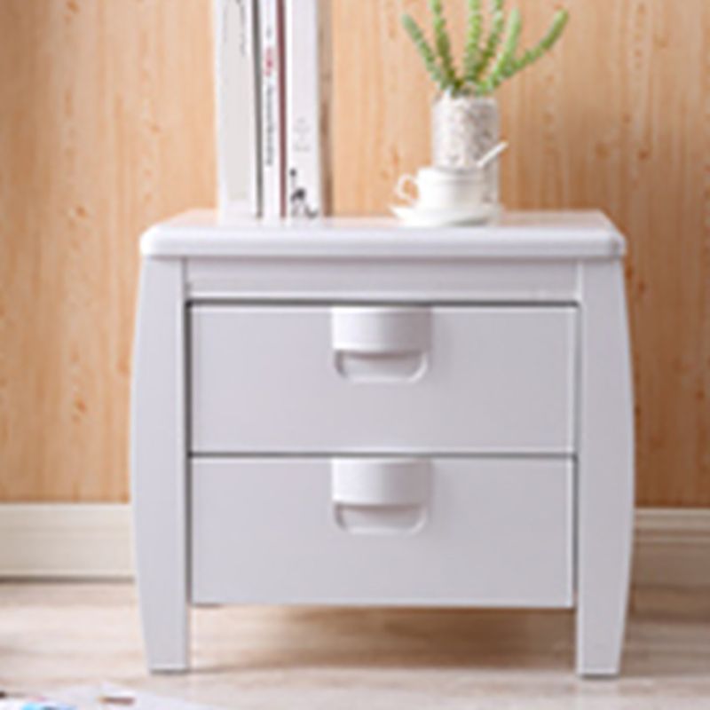 Solid Wood Nightstand Contemporary Bedside Cabinet with 2 Drawers