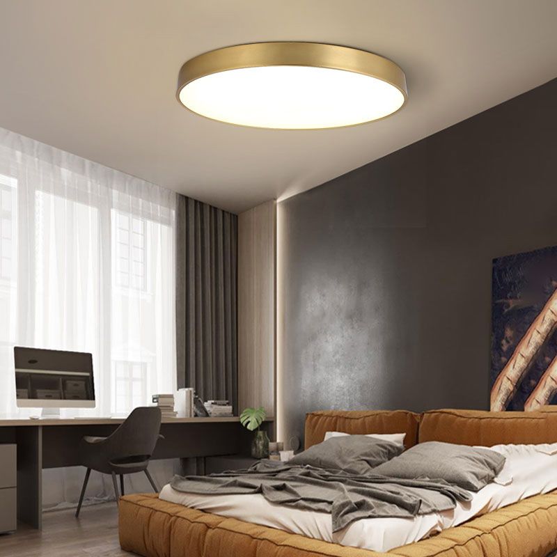 Single Golden Modernism Flush Mount Lighting Round Ceiling Light for Foyer