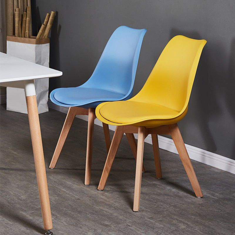 Wood Modern Style Kitchen Dining Chair Colourful Solid Back Side Chairs