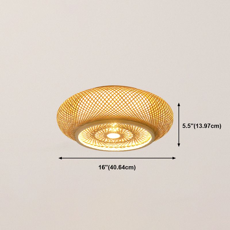 Log Color Ceiling Light Wooden Geometric Flush Mount for Bedroom