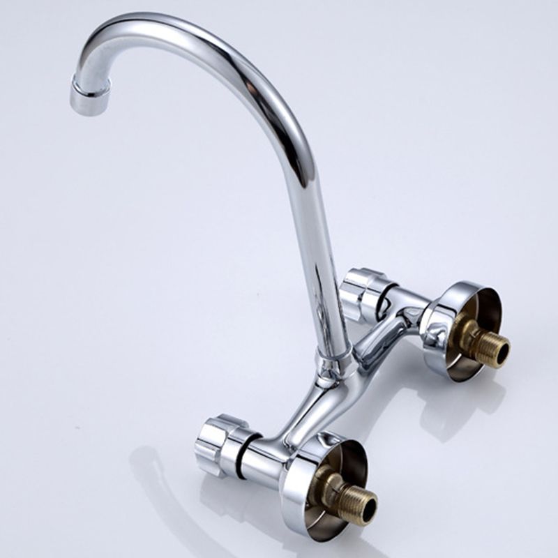 Brass Modern Kitchen Faucet No Sensor 2-Handle Faucet in Nickel