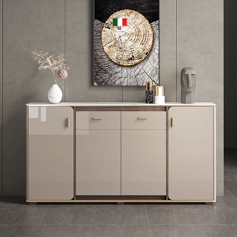 Glam Style Sideboard Stone Top Sideboard with Door for Kitchen Use