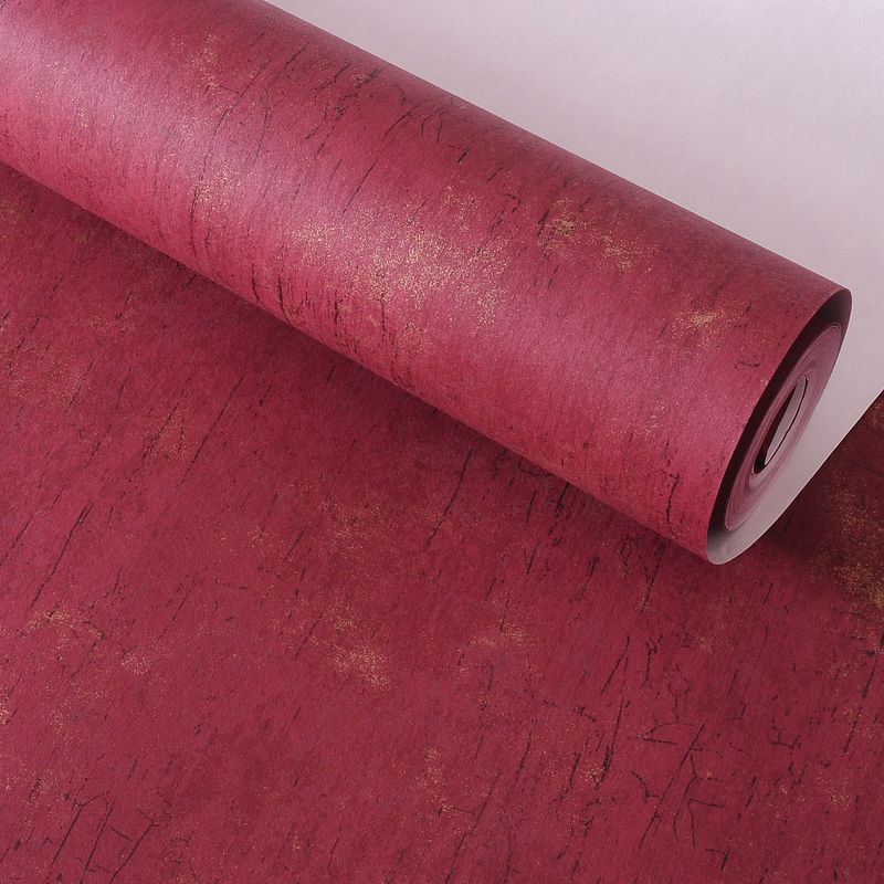 Red Cement Effect Wallpaper Roll Moisture Resistant Industrial Bedroom Wall Decor