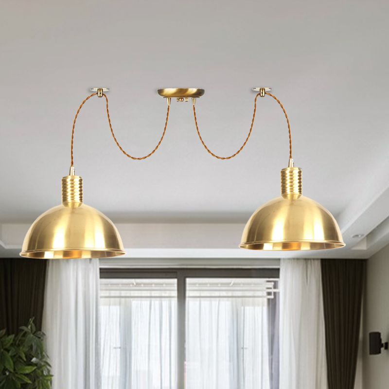 Gomed Metallic Swag Multi-Light hanger Industrial 2/3/4 Lights CloS Shop Hanging Lamp Fixture in Gold