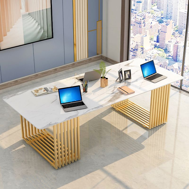 Curved Meeting Table Office Artificial Marble Luxury Writing Desk