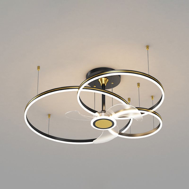 3-Blade LED Ceiling Fan Modernism Black Fan with Light for Bedroom