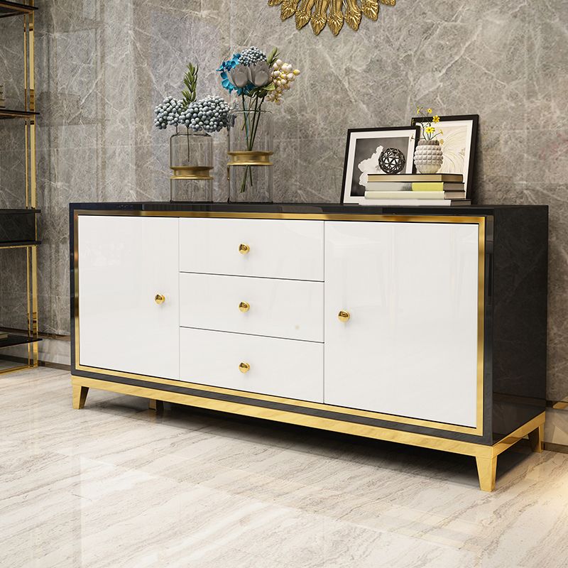 Glam Cabinets Mirrored Buffet 3 Drawers and 2 Doors Buffet Sideboard