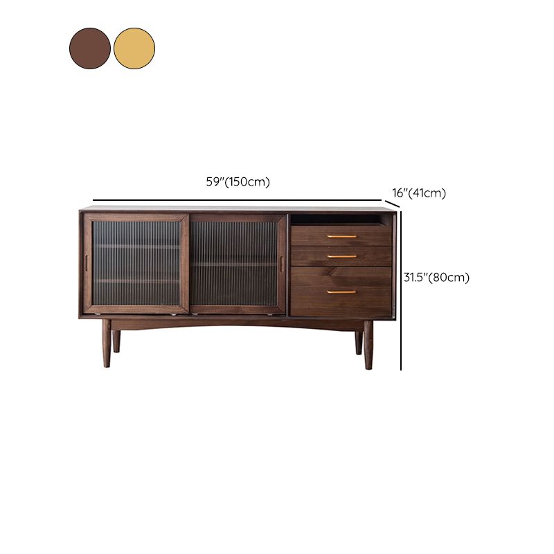 Nordic Style Storage Solid Wood Sideboard Cabinet with Glass Doors